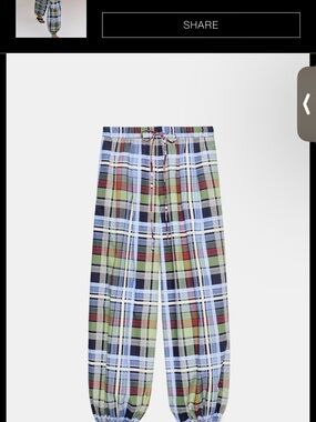 ***ISO NOT SELLING*** Plaid ZARA Plaid Balloon Elastic-Waist Drawstring Pants
